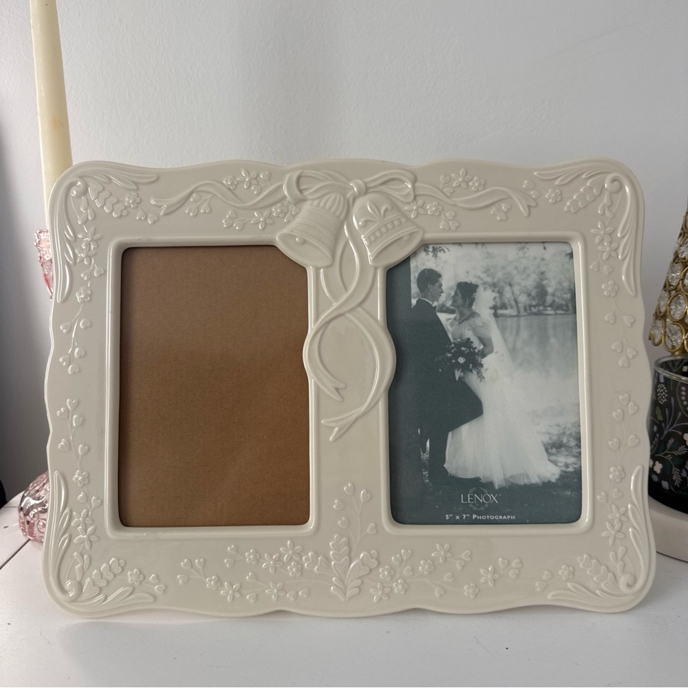 Lenox Cream Double Bell Floral Photo Frame